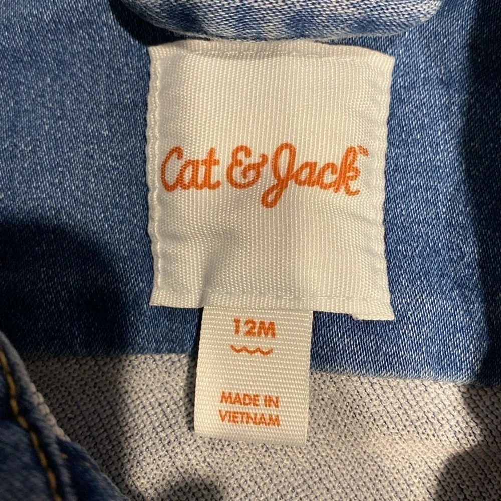 U baby Cat & Jack solid blue stretch denim jacket size 12M